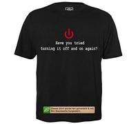 getDigital Turning it Off and on Again (Éteindre et rallumer) - T-Shirt Hommes pour Geeks avec Slogan Motif en Bio Coton Manche Courte Col Rond, XXL
