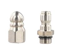 Getdoublerich Buse de jet d'égout en acier inoxydable 5000 PSI avec connexion rapide 1/4, nettoyeur de vidange haute pression pour bouchons de tuyaux, graisse, sable et cheveux