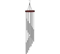 Getdoublerich Carillon éolien en aluminium à 12 tubes avec dessus en bois de pin, 55 cm, cloches mélodiques en forme de S pour jardin, terrasse, cour, maison, extérieur, décoration intérieure, doré