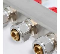 Getdoublerich Connecteur de collecteur de chauffage au sol en cuivre, grand adaptateur de débit pour tuyaux de 16 mm et 20 mm, matériau épais pour une conduction efficace de la chaleur, installation