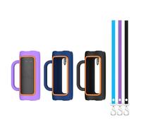 Getdoublerich Coque de protection en silicone pour enceinte portable JBL Grip avec bandoulière et accès aux commandes Noir