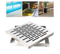 Getdoublerich Couvercle de siphon de sol en acier inoxydable avec cadre, finition brossée antidérapante, design multi-trous à drainage rapide pour routes résidentielles municipales, 150 x 150 mm
