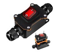 Getdoublerich Interrupteur d'alimentation en ligne étanche IP67 12 V-24 V, câble d'extension SAE vers SAE 20 A 14 AWG avec lumière LED, robuste PA66 pour jardin, terrasse, extérieur