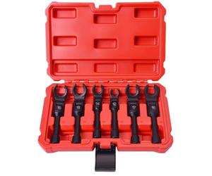 Getdoublerich Jeu de 6 clés à tête flexible en acier au chrome vanadium de 12 à 19 mm pour écrou évasé et lignes hydrauliques
