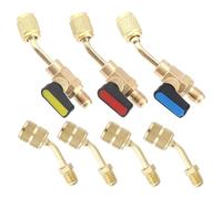 Getdoublerich Kit d'adaptateur de vanne à boisseau sphérique HVAC R410A entièrement en cuivre, connecteur d'agent de refroidissement SAE de 6,35 mm à 0,6 cm avec design floral antidérapant pour