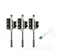 Getdoublerich Lot de 3 feux de circulation piétons à l'échelle 1:72 avec LED rouge/vert/jaune, 3 V DC, construction en métal et plastique, comprend un panneau de commande et des résistances pour