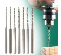 Getdoublerich Lot de 7 forets HSS de 0,8 à 2 mm avec tige de 2,35 mm pour la fabrication de bijoux en bois, plastique, caoutchouc, mini outils de perçage à la main, argenté