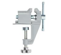 Getdoublerich Mini étau de table avec base pivotante, pince de travail en alliage d'aluminium pour loisirs créatifs, réparation de bijoux, bricolage, se fixe aux tables et bancs, argenté