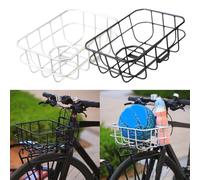 Getdoublerich Panier avant en alliage d'aluminium avec porte-bouteille d'eau, panier de vélo léger haute capacité de charge pour VTT et vélos de loisirs, noir