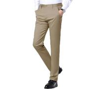 Getdoublerich Pantalon droit décontracté d'affaires pour le bureau | Coupe droite ample, tissu extensible, vêtement d'été respirant, taille élastique, tailles M à 3XL