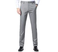 Getdoublerich Pantalon droit décontracté d'affaires pour le bureau | Coupe droite ample, tissu extensible, vêtement d'été respirant, taille élastique, tailles M à 3XL