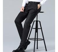 Getdoublerich Pantalon droit décontracté d'affaires pour le bureau | Coupe droite ample, tissu extensible, vêtement d'été respirant, taille élastique, tailles M à 3XL