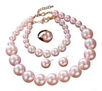 Getdoublerich Parure de bijoux formelle en perles 5 pièces en alliage pour | Design perlé intemporel, pour un style polyvalent, convient aux événements formels, matériaux mélangés, construction durable