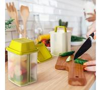 Getdoublerich Récipient à cornichons sans BPA avec passoire, bocal de rangement sans désordre pour kimchi olives jalapenos, couvercle hermétique ouvert, organisateur de cuisine compact, vert