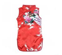 Getdoublerich Robe chinoise Qipao traditionnelle en soie rouge pour enfant | Design Qipao authentique, rouge vif, confortable à porter, parfait pour les célébrations, taille asiatique