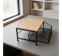 Getdoublerich Support pour micro-ondes avec panier de rangement, petit chariot de cuisine sur roulettes avec roulettes verrouillables, étagère mobile en bois en métal pour four, ustensiles, casseroles