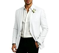 Getdoublerich Veste de costume décontractée de couleur unie à revers à | Fabriqué en polyester, tissu à élasticité moyenne, sensation légère, prête pour l'été, nouvel état
