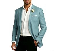 Getdoublerich Veste de costume décontractée de couleur unie à revers à | Fabriqué en polyester, tissu à élasticité moyenne, sensation légère, prête pour l'été, nouvel état