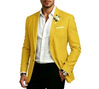 Getdoublerich Veste de costume décontractée de couleur unie à revers à | Fabriqué en polyester, tissu à élasticité moyenne, sensation légère, prête pour l'été, nouvel état