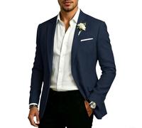 Getdoublerich Veste de costume décontractée de couleur unie à revers à | Fabriqué en polyester, tissu à élasticité moyenne, sensation légère, prête pour l'été, nouvel état