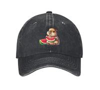 Geteruichi Casquette de baseball Aquarelle-Capybara-Pastèque Coton Hommes Chapeau Casquettes de sport Noir