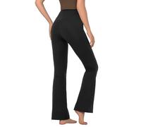 Getervb Legging évasé Femme Taille Haute Pantalon de Yoga Booucut Pantalon Décontracté pour Sport Fitness Yoga (FR/ES, Alpha/Lettres, XXL, Taille Normale, Taille Normale, A Noir)