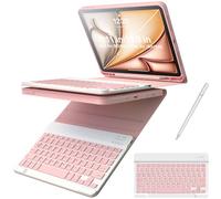 GETFRST Étui avec clavier et stylet pour iPad Air 11" compatible avec Air 4th 5th avec clavier amovible, porte-stylo avec coque de protection divisée, convient pour M3, M2 (2025 2024) - Rose