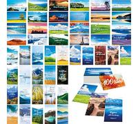 Gethelud 100 Cartes de Versets Bibliques, 50 Designs Délicats, Mini de Prière avec de Beaux Paysages, Cartes de Citations Motivantes et Inspirantes pour Chrétiens Religieux（Version anglaise）