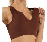 Getheyshape Shape Me Up Crop Top Shapewear Tight Gym Bralette, Débardeur de sport sans couture à col en U pour le yoga, marron, L