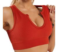 Getheyshape Shape Me Up Crop Top Shapewear Tight Gym Bralette, Débardeur de sport sans couture à col en U pour le yoga, Rouge, M