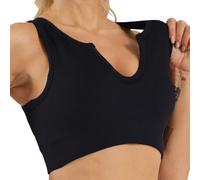Getheyshape Shape Me Up Crop Top Shapewear Tight Gym Bralette, Débardeur de sport sans couture à col en U pour le yoga, Noir , M