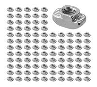 GETLITOOL 100PCS Écrous à rainure en T EU20 Marteau Écrou Fente 6 M4 Acier au Carbone Nickelé Écrou de Fixation à Tête de Marteau pour Profilé en Aluminium Extrusion Slot