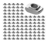 GETLITOOL 100PCS Écrous à rainure en T EU20 Marteau Écrou Fente 6 M5 Acier au Carbone Nickelé Écrou de Fixation à Tête de Marteau pour Profilé en Aluminium Extrusion Slot