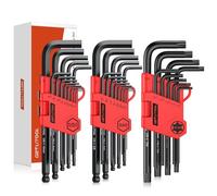 GETLITOOL 35PCS Clés Allen Clés Torx llen Boule HX Métrique Pouces Cr-V-Stal Set Professionnel de Clés Hexagonales Noir Petit et Compact avec Support Rabattable