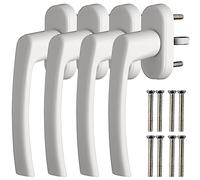 GETLITOOL 4PCS Poignée de Fenêtre en Aluminium sans vec 8 Vis-Blanc | Poignée de Porte de Sécurité-Entraxe 43mm,Carré 7mm,Sécurité Enfant,Poignee de Fenêtre pour les Fenêtres,les Portes de Balcon