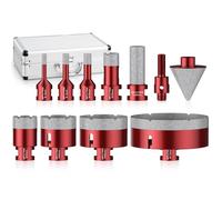 GETLITOOL 8 PCS Scie Cloche Diamantée 6/8/10/25/35/50/68/110mm,Foret Diamant Carrelage,Cire réfrigérante intégrée,Professionnelle Foret Diamanté Brasé,M14,pour Quartz,Porcelaine,Granit,Marbre Rouge