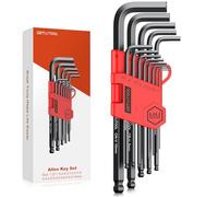GETLITOOL Clés Allen Métriques Longues 6 Pans,13PCS,1,27-10mm,en Acier Cr-V | Clés Hexagonale Tête Sphérique 25°+Embout Plat à Fort Couple,Gravure Laser de la Taille,Support de Rangement étiqueté