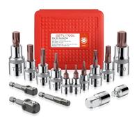 GETLITOOL Jeu de Douilles TX 15PCS Torx T10-T60 Acier Allié S2 Profi Douilles Bit Set Adaptateur pour Clé Dynamométrique Foret Cliquet