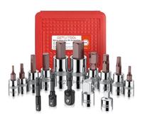 GETLITOOL Jeu de Douilles TX 15PCS Torx T10-T60 Acier Allié S2 Profi Douilles Bit Set Adaptateur pour Clé Dynamométrique Foret Cliquet (15PCS_Hex H2,5-H14)