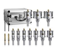 GETLITOOL Lot de 12 scies cloche TCT en carbure de tungstène de 16 à 53 mm avec 2 forets centraux supplémentaires et clé en L pour trous dans l'acier inoxydable, le fer, l'aluminium, le plastique