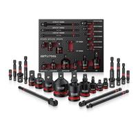 GETLITOOL Lot de 20 adaptateurs de douille, 11 adaptateurs de ouille, 6 adaptateurs de visseuse à percussion, 3 joints de cardan, adaptateur professionnel pour outils de percussion Cr-V & Cr-Mo