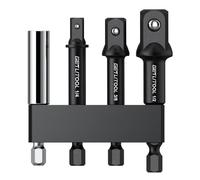 GETLITOOL Lot de 4 adaptateurs pour douille avec raccord 1/4" 3/8" 1/2" en acier CRV, barre d'extension avec tige hexagonale de 1/4" pour perceuse électrique et visseuse à impulsions, longueur 65/72
