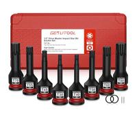 GETLITOOL Lot de 8 douilles Torx à impact 1/2" en acier S2 T30-T80 avec taille marquée et étui de rangement pour réparation de voiture, entretien mécanique, assemblage de meubles