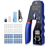 GETLITOOL Pince À Sertir RJ45 RJ11 Traversante Cat6 Kit Pince Réseau Professionnel Outil De Sertissage RJ45 Passant Avec 60 Connecteurs RJ45 Cat5e, Cat6/Cat6a Pass Through Et Couvercles De Protection
