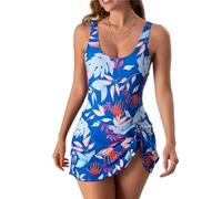 GETMINT Robe de bain une pièce, maillot de bain pour femme, contrôle du ventre, jupe de bain, jupe de plage, maillot de bain, Motif 18, XXL