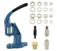 Getmore Crafts Ensemble presse à œillets avec levier de presse, outil à œillets et 50 œillets de 4 mm, argent, laiton | presse à main | œillets métalliques inoxydables | bricolage | pour tissu,