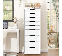 Getone Commode Chambre Adulte, Commode 9 Tiroirs, Chiffonnier, Meuble de Rangement pour Salon Chambre, Blanc/Noir, 45x40x124.5cm Green