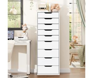 Getone Commode Chambre Adulte, Commode 9 Tiroirs, Chiffonnier, Meuble de Rangement pour Salon Chambre, Blanc/Noir, 45x40x124.5cm Blue