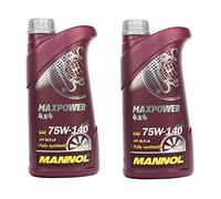 MANNOL Maxpower Lot de 2 bidons d'huile de transmission 4x4 75W-140 API GL 5 LS 1 l