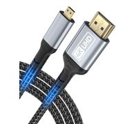 Getrish Câble micro HDMI 4K vers HDMI de 2,8 m, adaptateur micro HDMI 4K @ 60 Hz HDR compatible avec appareil photo reflex numérique, Raspberry Pi 5/4, GoPro Hero 7/6, Yoga 3 B500, carte de capture